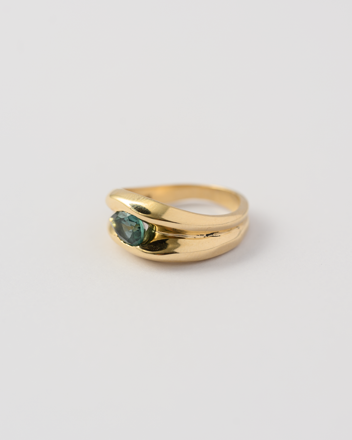 Teal Tourmaline Set Ring
