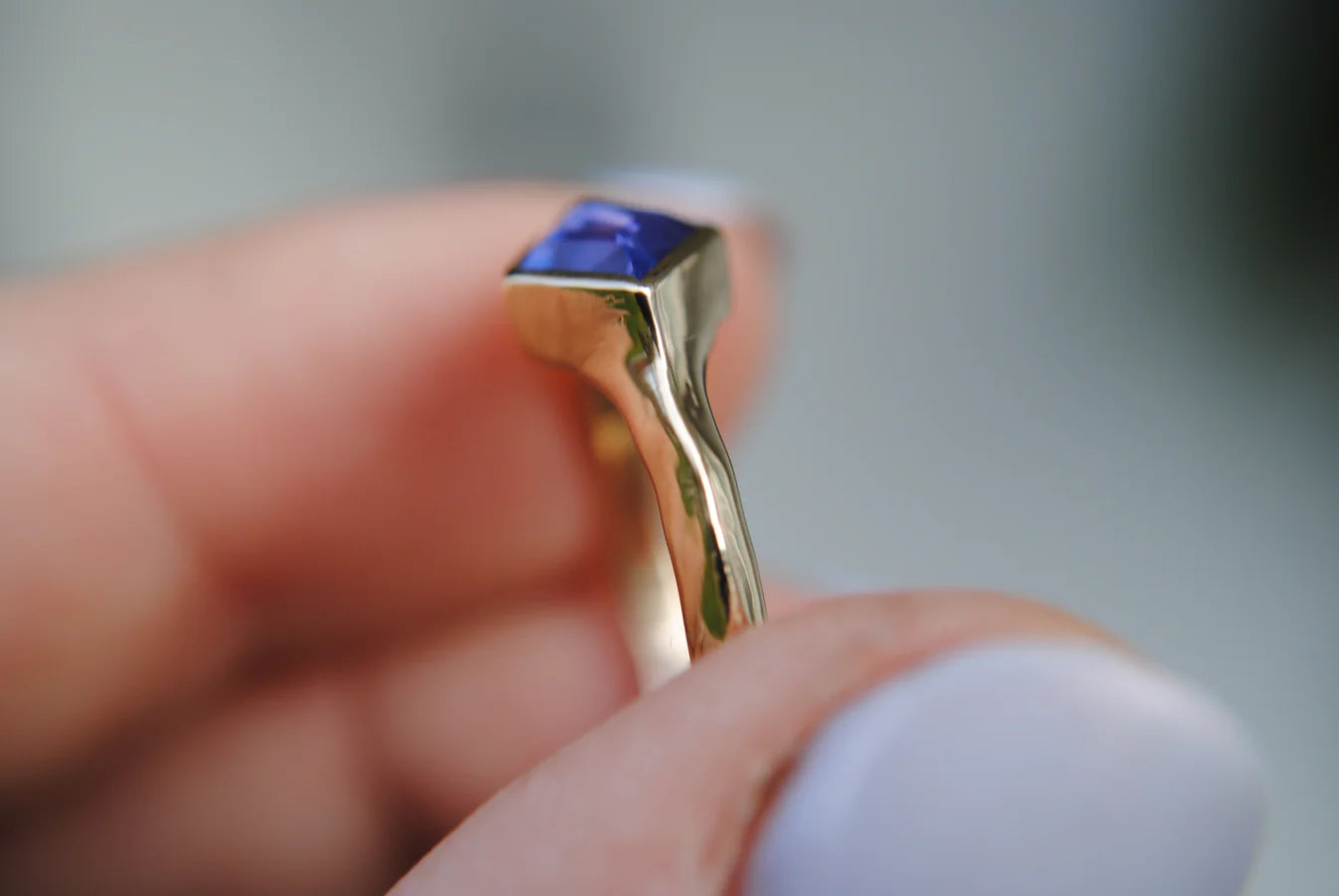 Geometric Sapphire Ring
