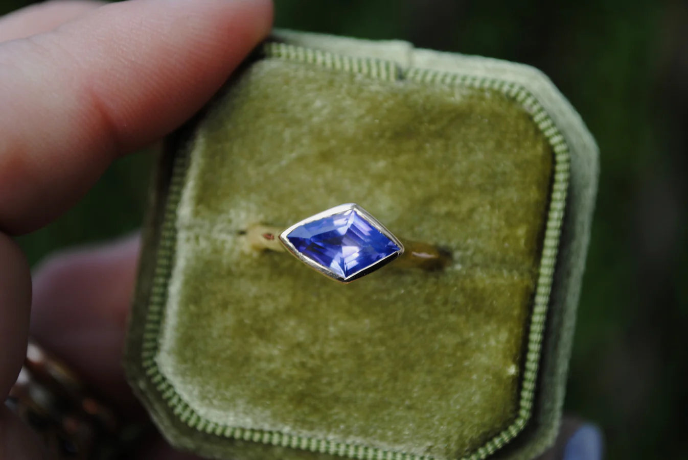 Geometric Sapphire Ring