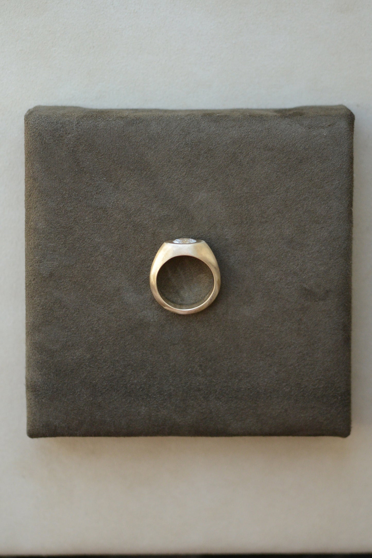 Gold Philips Signet Ring with Oval Diamond