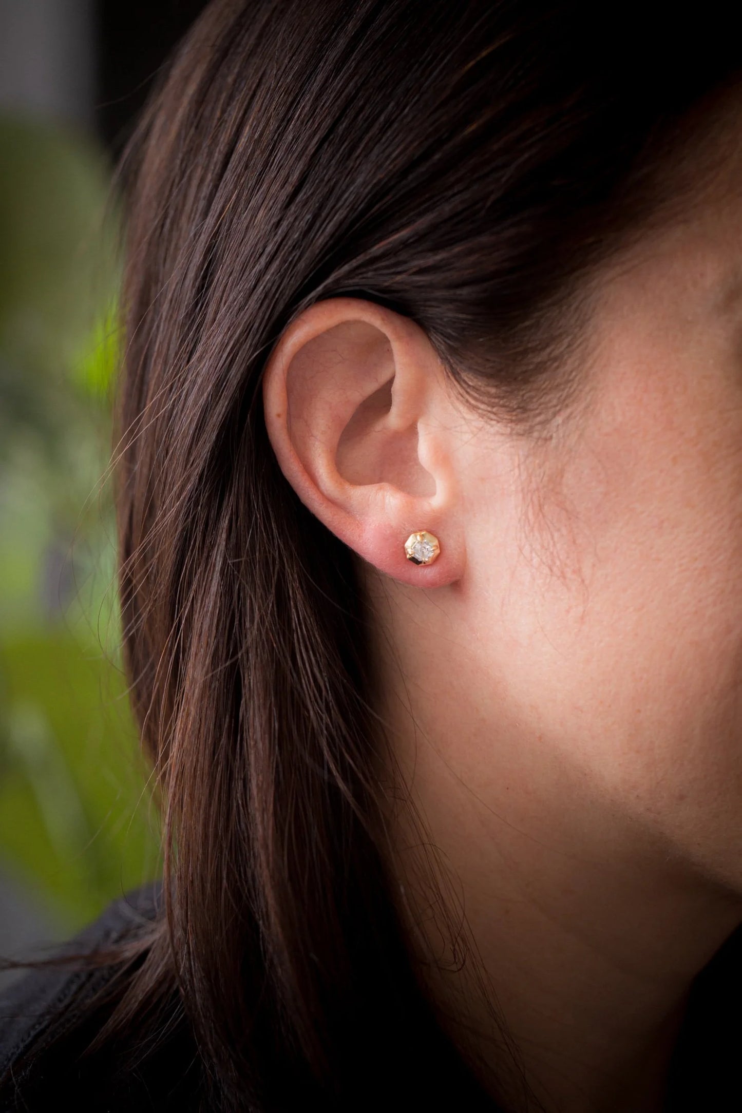 Gold Framed Diamond Earrings