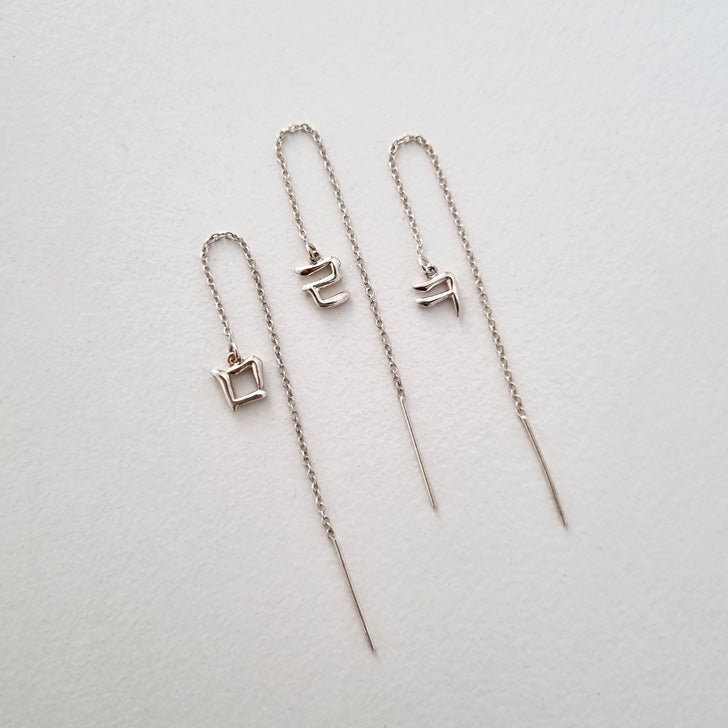 Korean Alphabet Threader Earrings