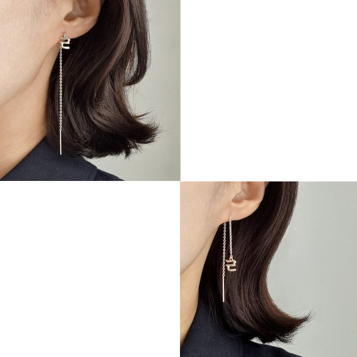 Korean Alphabet Threader Earrings