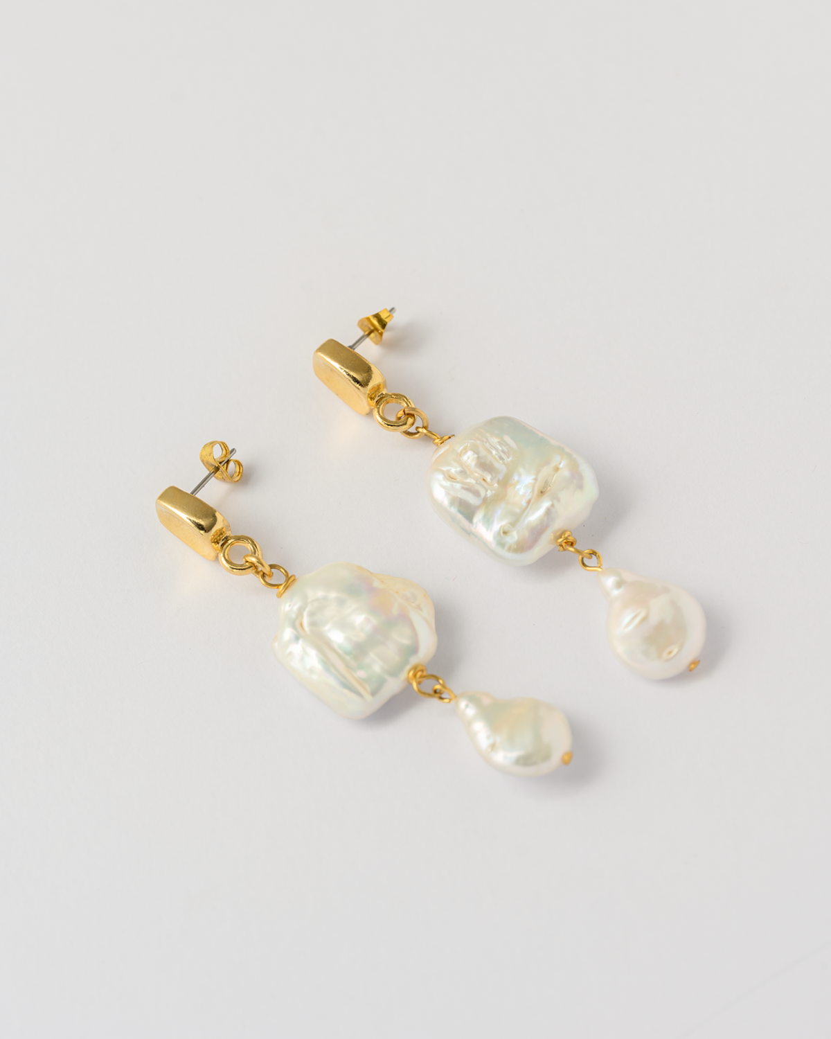 Double Pearl Drop Earrings