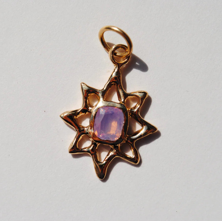 Pink Opalescent Sapphire Lucky Star Charm