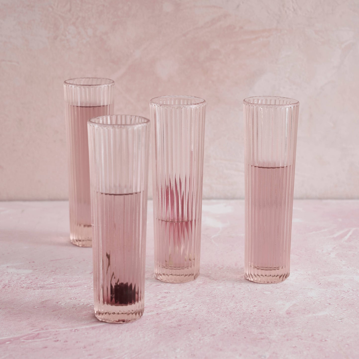 Fluted Pink Champagne Glasses - Set of 2