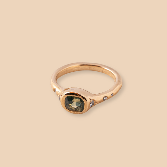 Green Sapphire Solitaire Ring