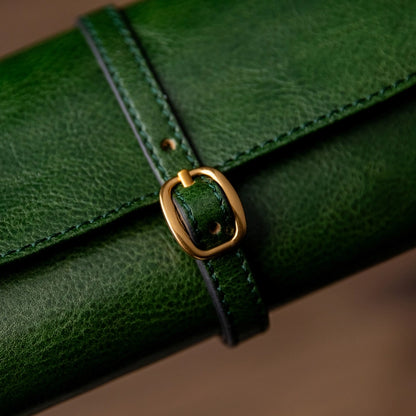 Leather Jewelry Roll Travel Case