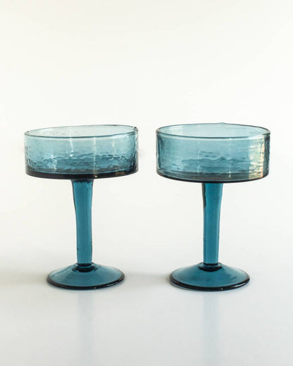 Hammered Coupe Cocktail Glass Pair