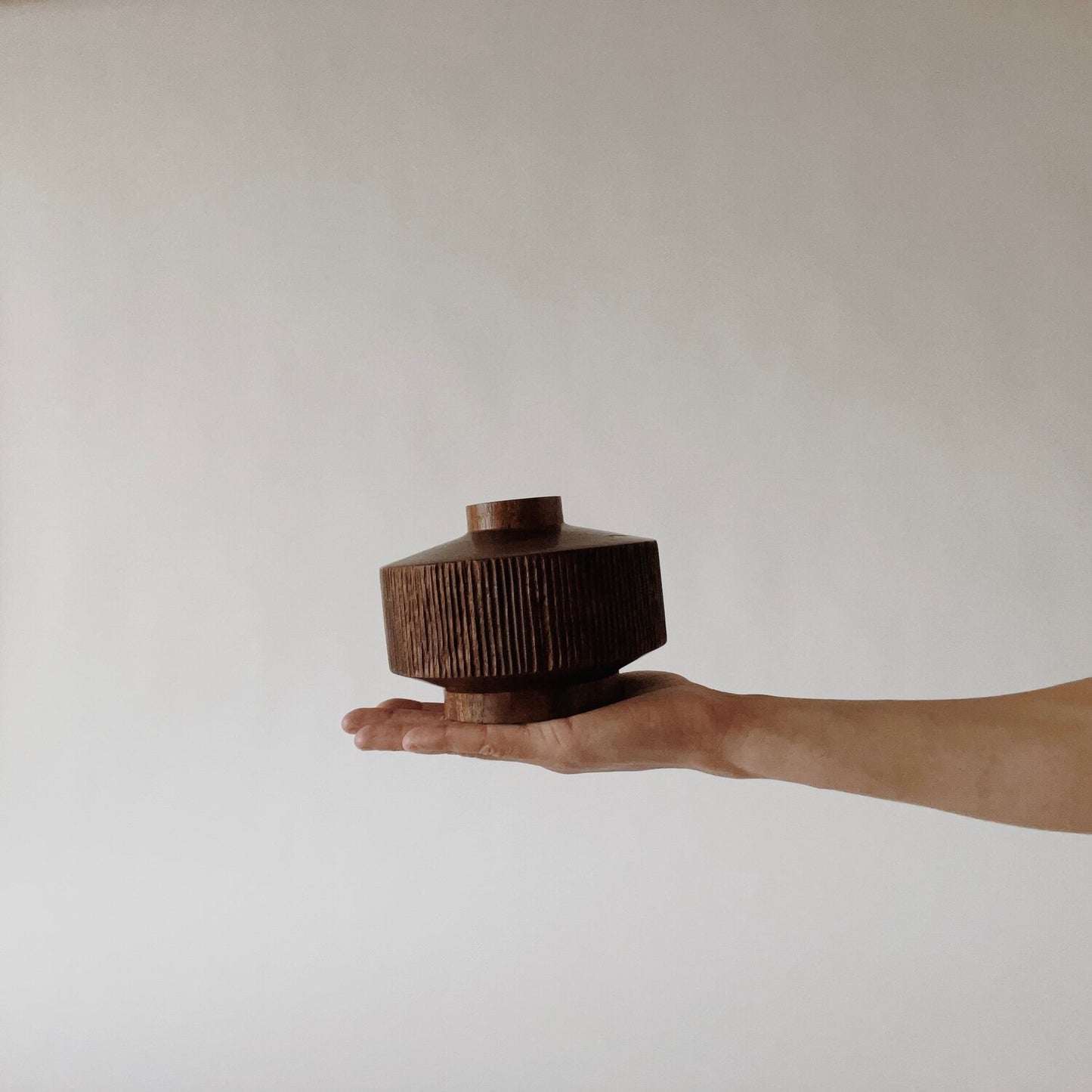 Mid-Century Vase - Carved Walnut