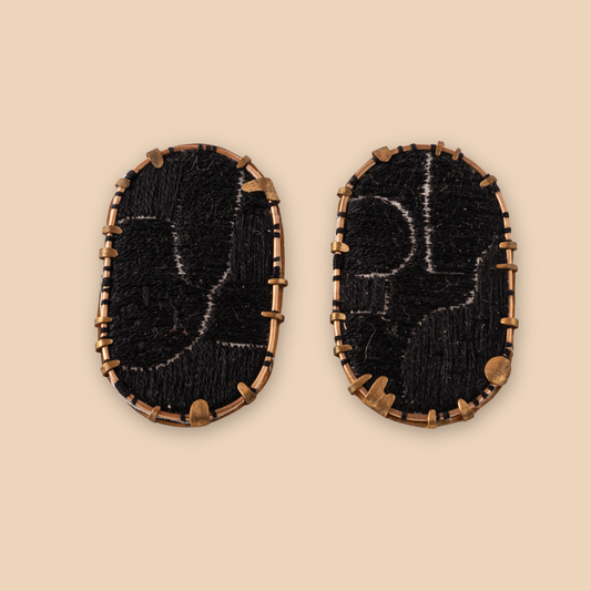 Black Embroidered Earrings