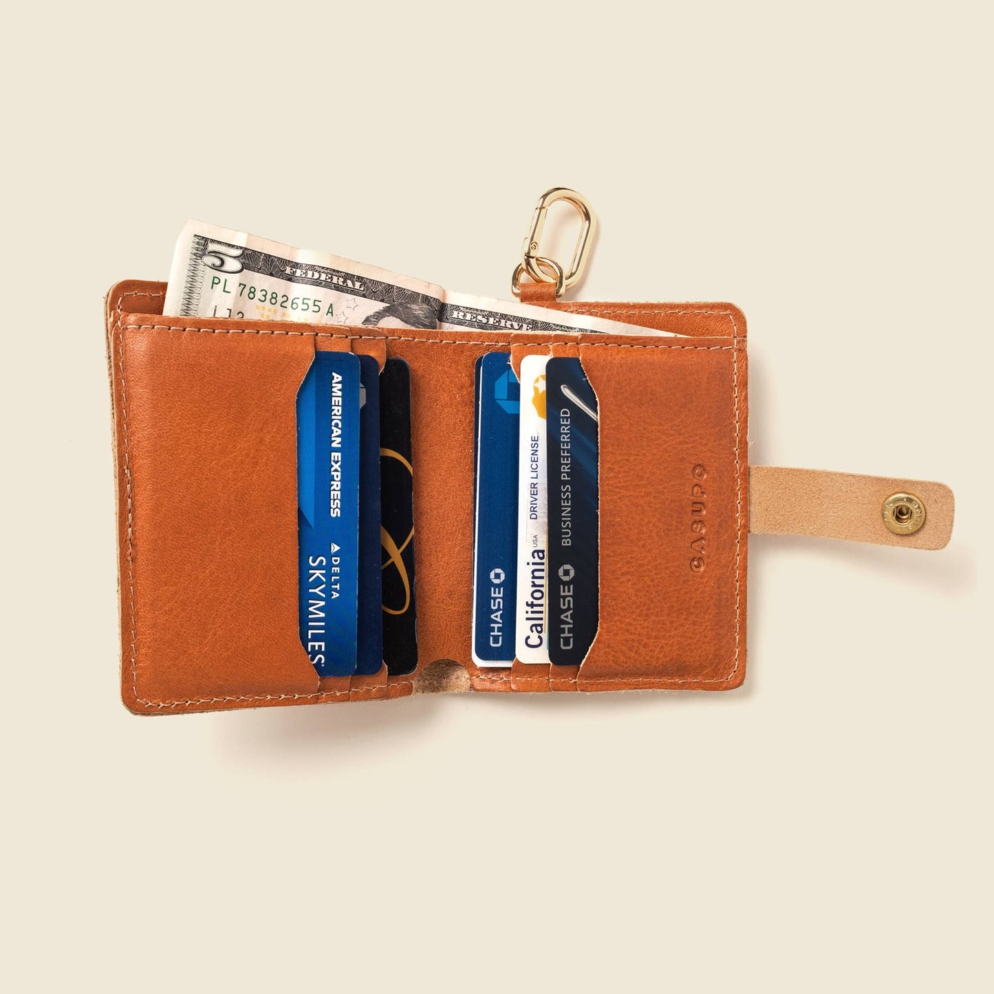 Snap Leather Wallet with Key Ring