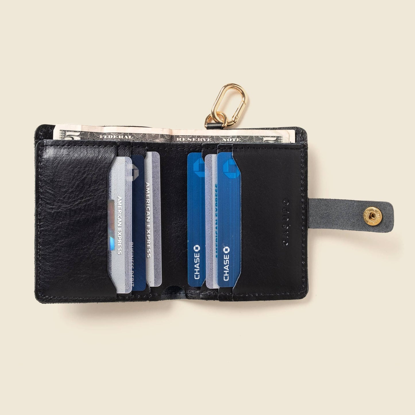 Snap Leather Wallet with Key Ring