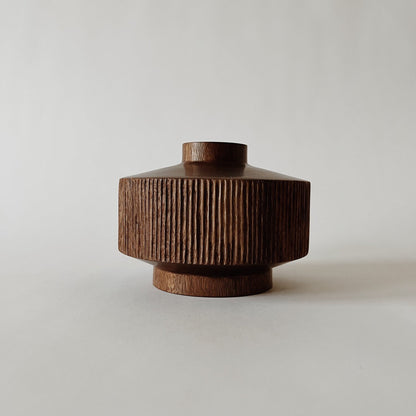 Mid-Century Vase - Carved Walnut