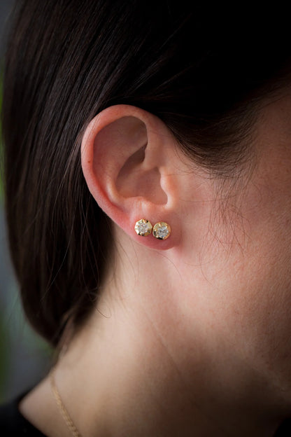 Gold Framed Diamond Earrings