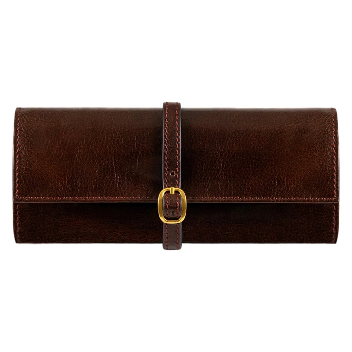 Leather Jewelry Roll Travel Case