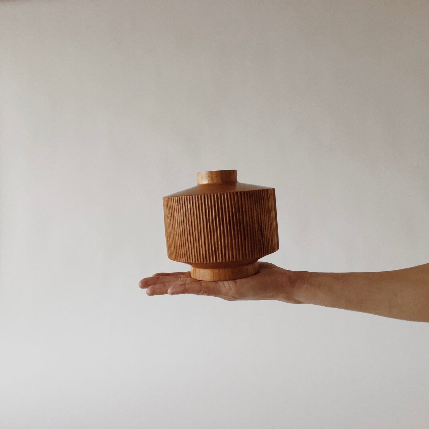 Mid-Century Vase - Carved Cherry