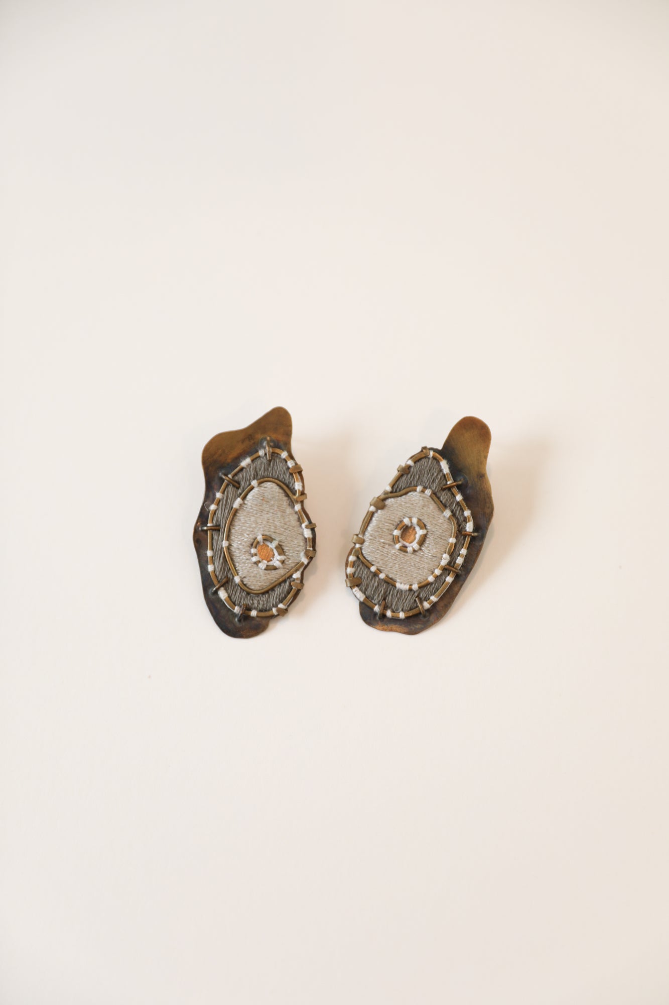 Embroidered Patina Earrings