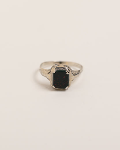 White Gold and Bloodstone Ring
