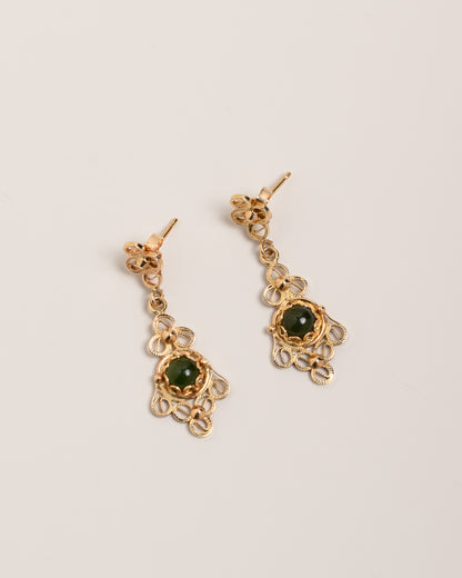 Vintage Filigree Jade Drop Earrings
