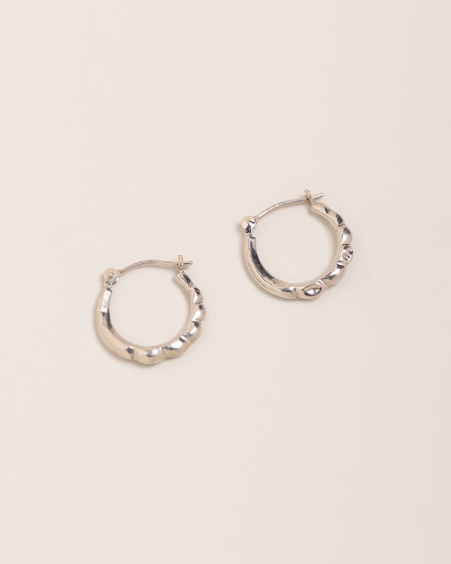White Gold Scalloped Hoops
