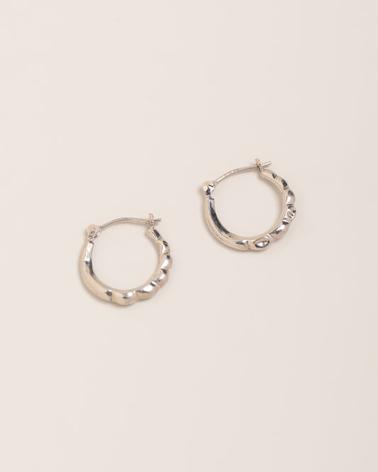 White Gold Scalloped Hoops