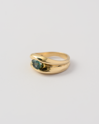 Teal Tourmaline Set Ring