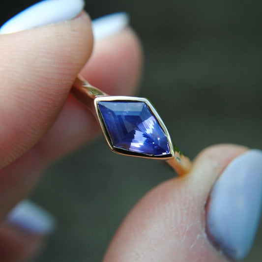 Geometric Sapphire Ring