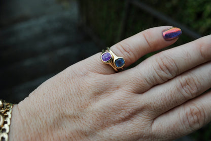 Silky Purple Sapphire Organic Solitare Ring