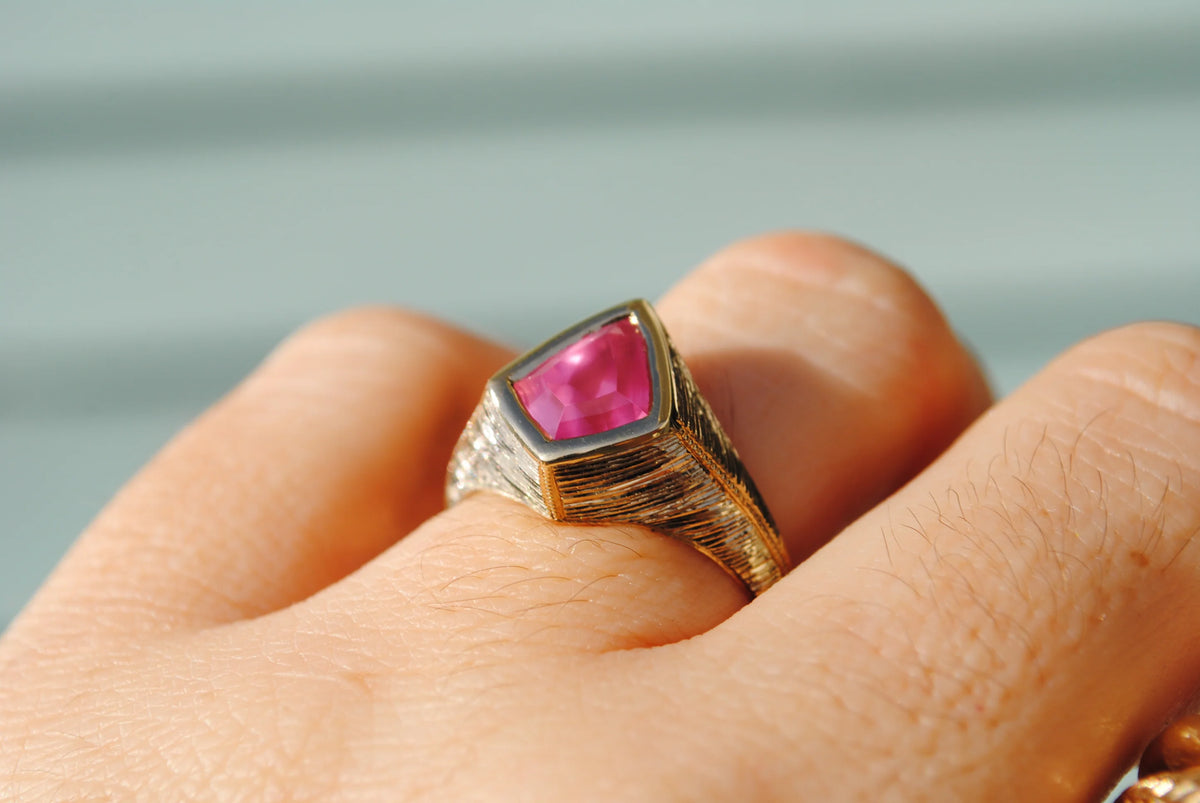 Spinel Shield Signet Ring