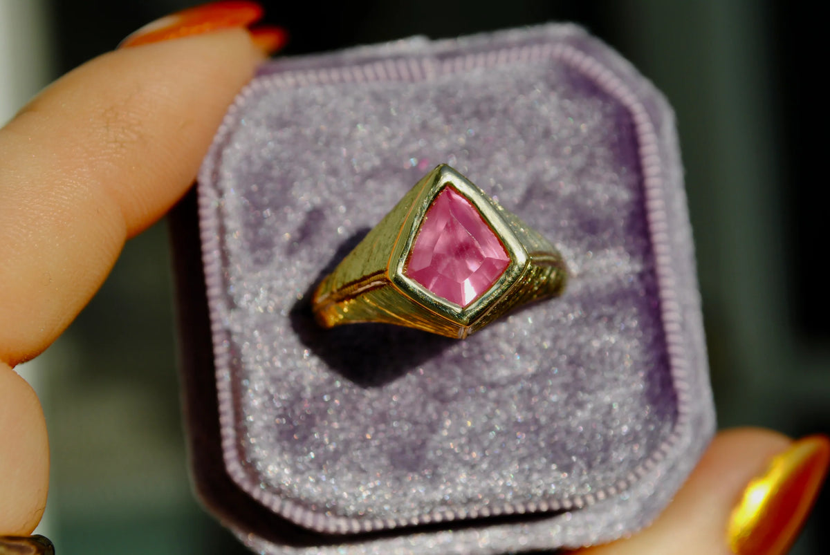 Spinel Shield Signet Ring