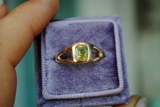 Split Shank Opalescent Sapphire Ring