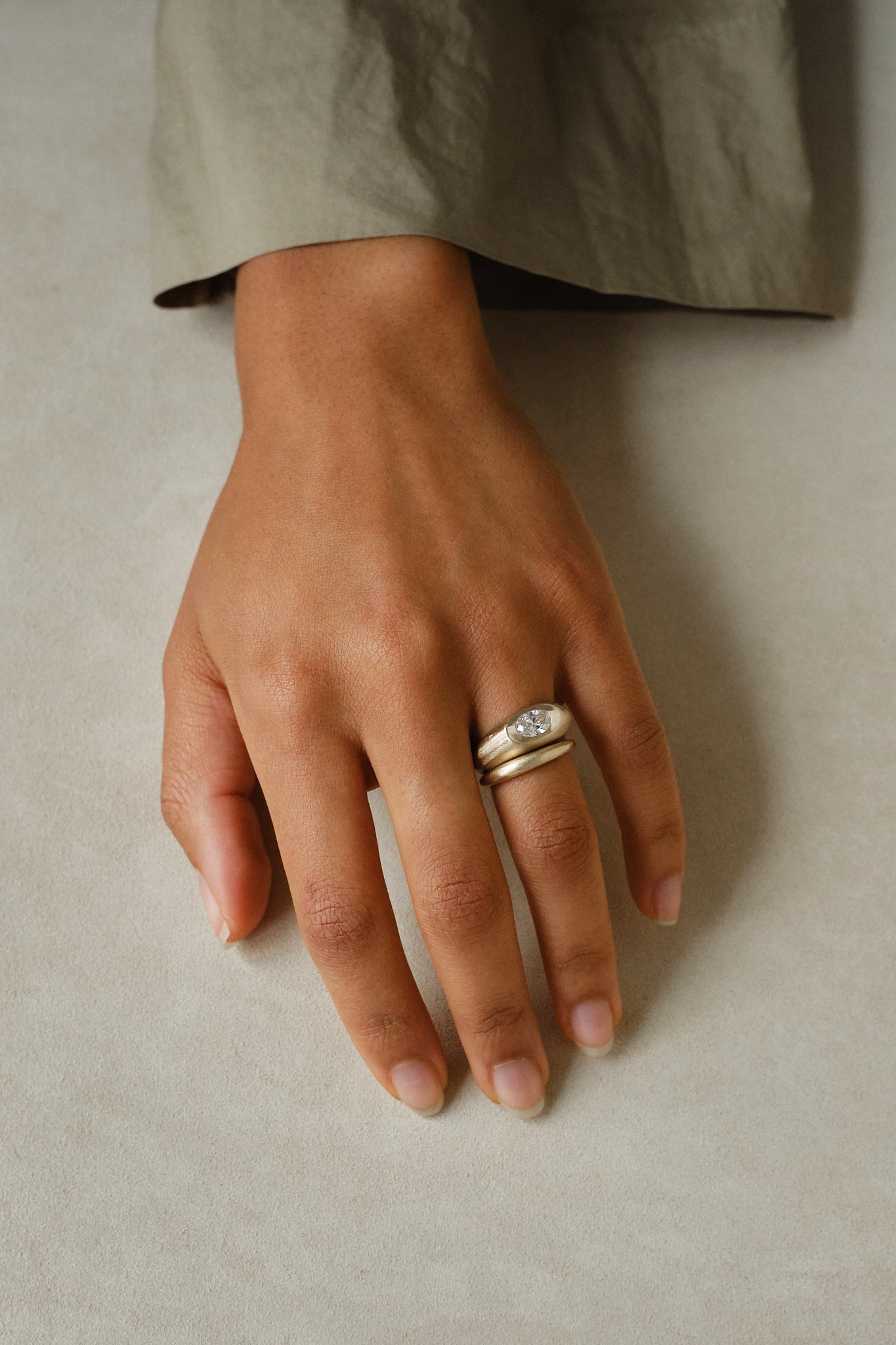 Gold Philips Signet Ring with Oval Diamond