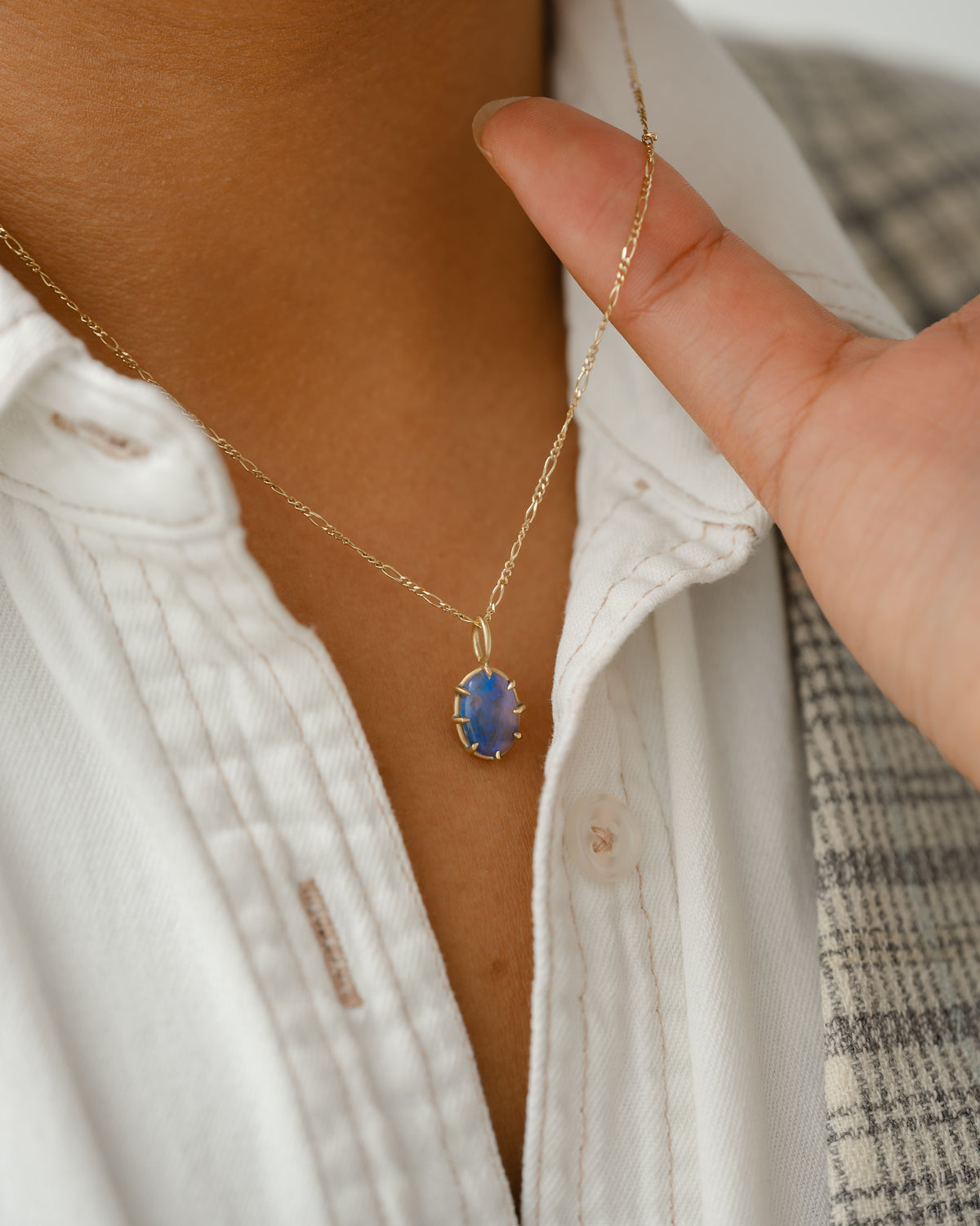 Violet Lightning Ridge Opal Basket Pendant