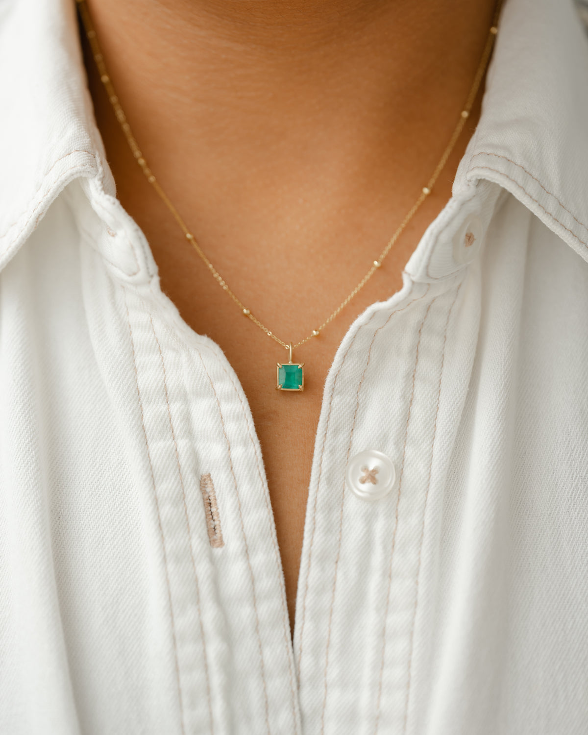 Petite Emerald Basket Pendant