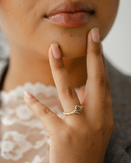 9 Prong Royal Cognac Solitaire Ring