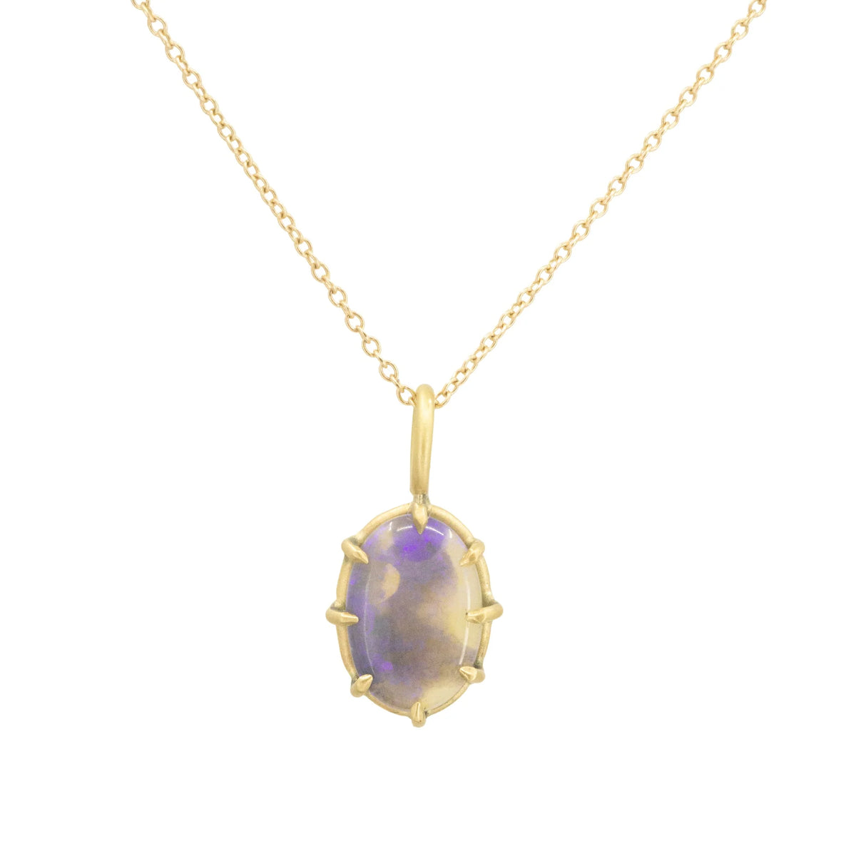Violet Lightning Ridge Opal Basket Pendant