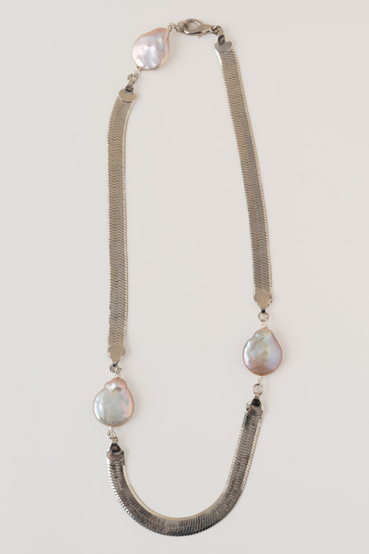 Herringbone Pearl Necklace