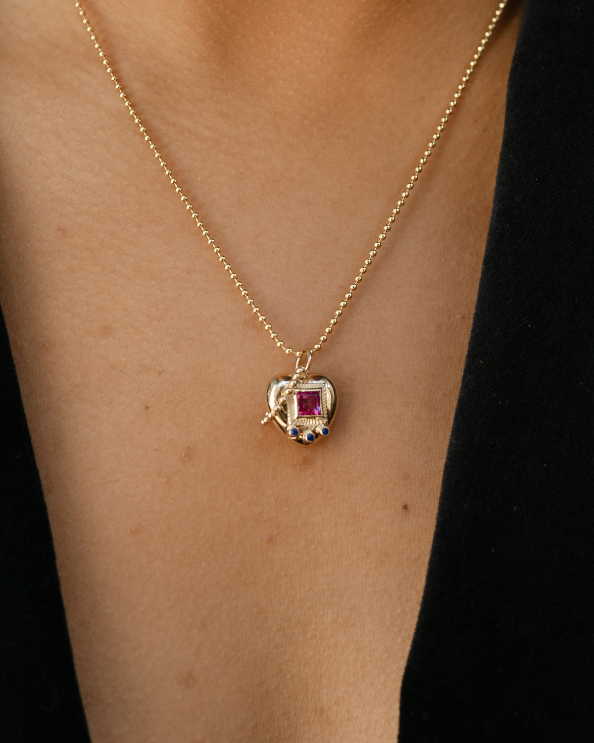 Gemagotchi Charm | Pink Tourmaline & Lapis
