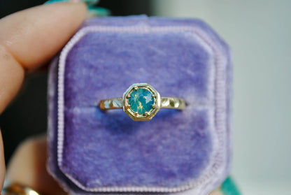 Teal Sapphire Octogon Ring