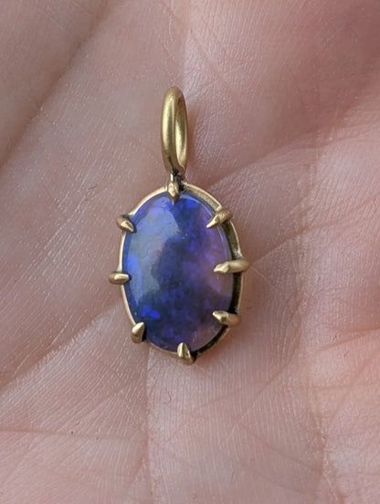 Violet Lightning Ridge Opal Basket Pendant