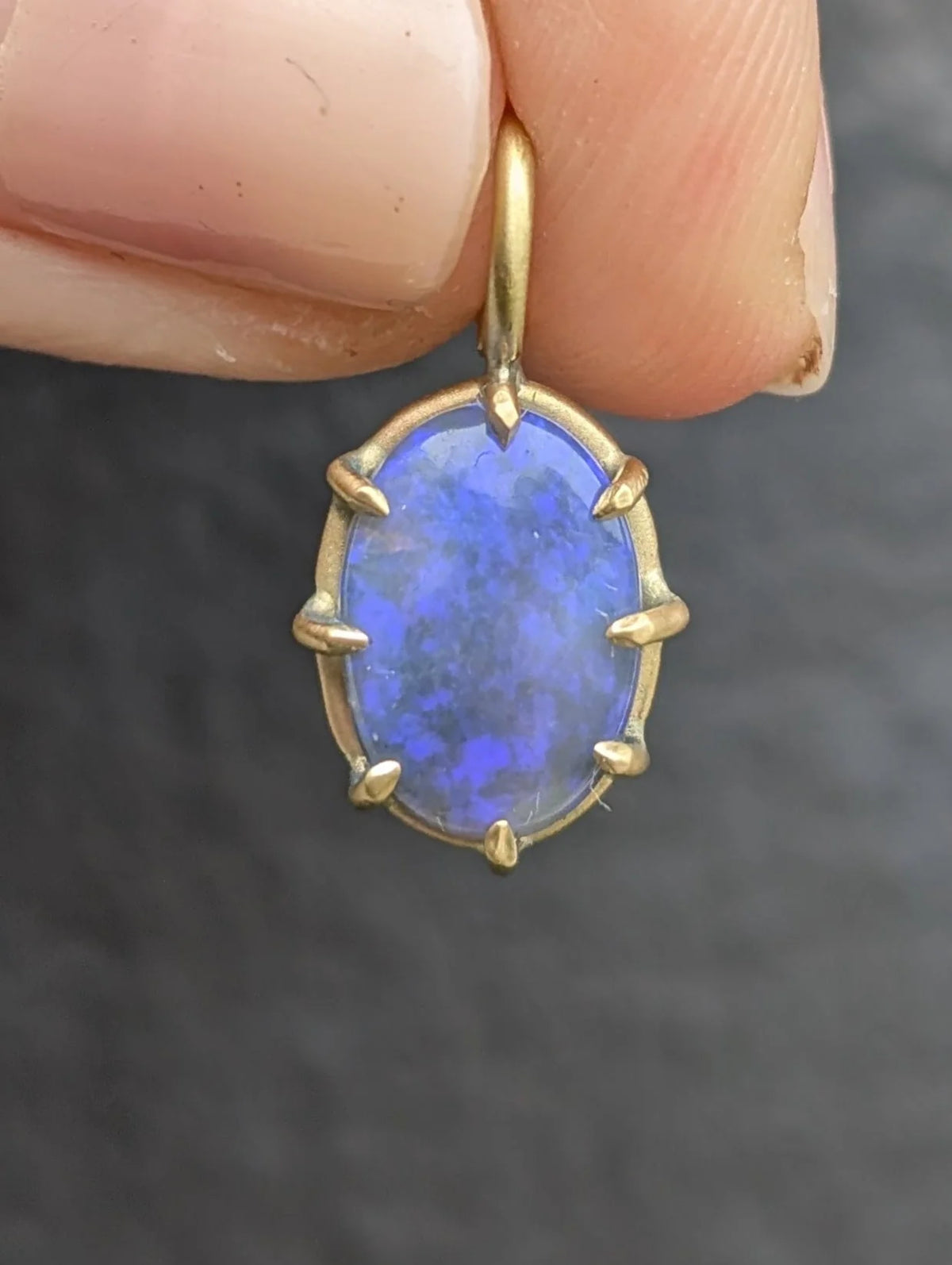 Violet Lightning Ridge Opal Basket Pendant