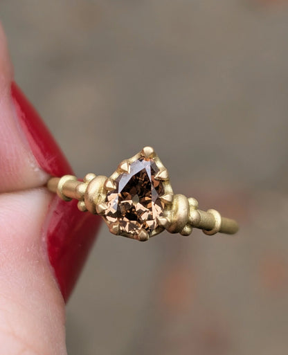 9 Prong Royal Cognac Solitaire Ring