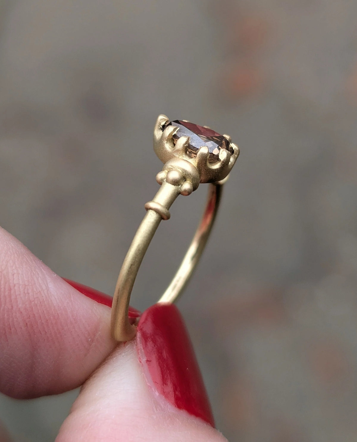 9 Prong Royal Cognac Solitaire Ring