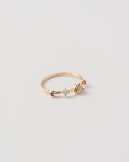 Dot Dash Ring | Opal & Diamond