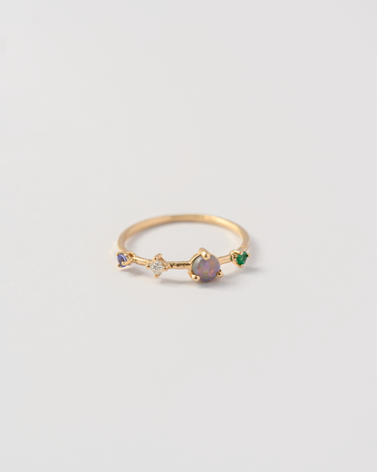Dot Dash Ring | Opal & Diamond