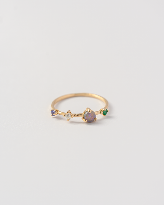 Dot Dash Ring | Opal & Diamond