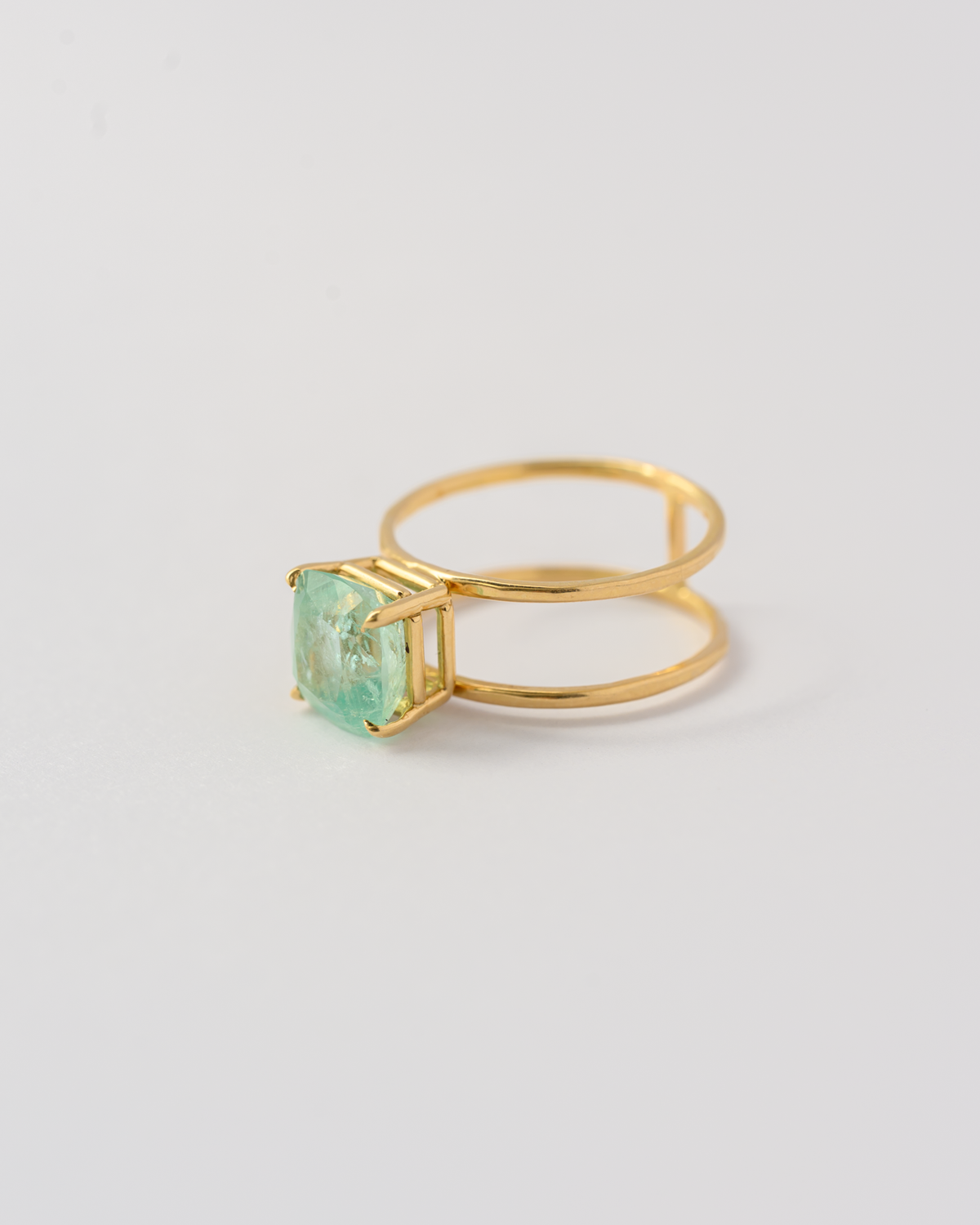Emerald Parallel Lines Ring