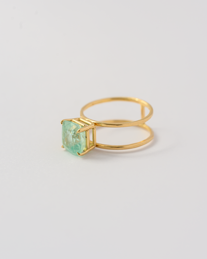 Emerald Parallel Lines Ring