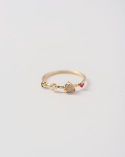 Dot Dash Ring | Opal & Diamond